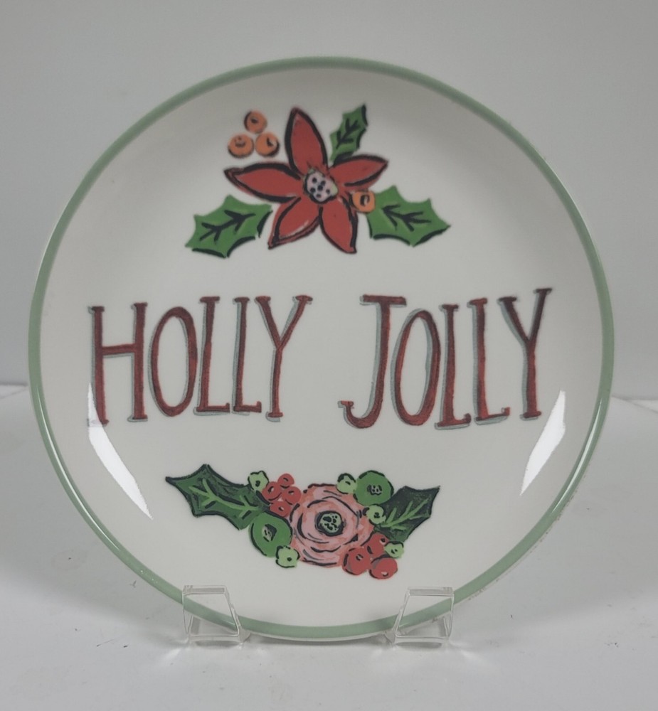 Little Studio Stoneware Plate ~ Holly Jolly ~ 8" Round