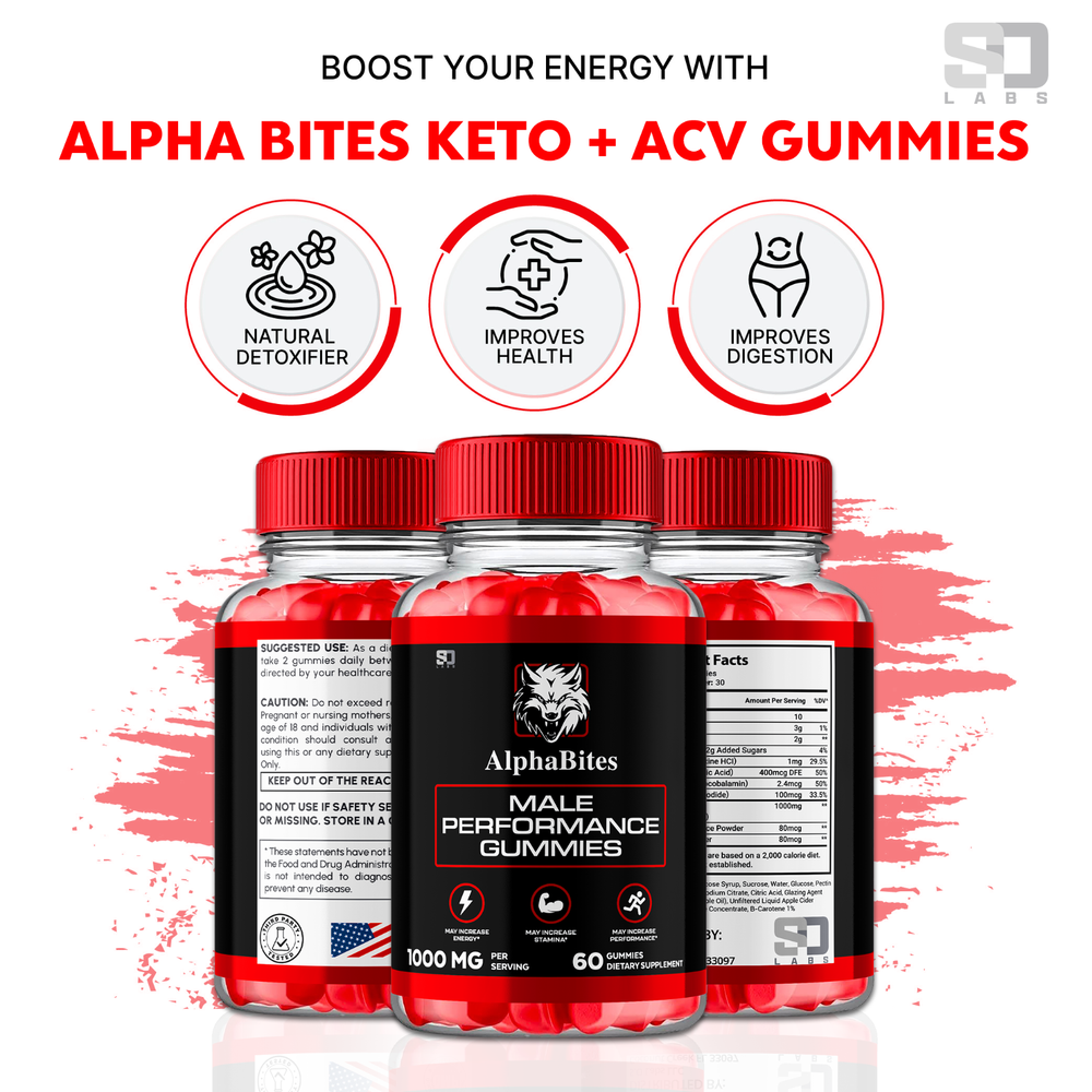 (3 Pack) Alpha Bites Male Gummies Advanced Performance and Stamina (180 Gummies)