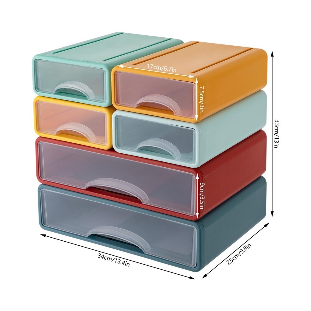 Stackable Storage Box with 6 Drawers Tabletop Drawers Organizer Storage Drawers