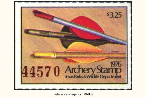 D2K Texas Archery Stamp 1976 $3.25
