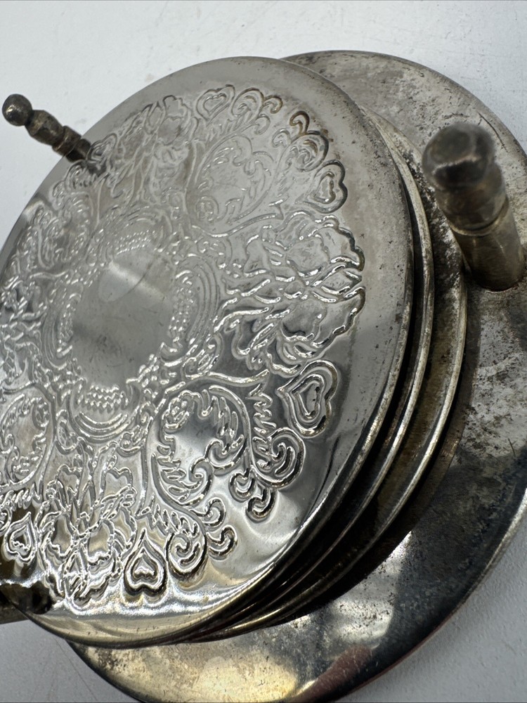 3 High Quality Silver Plated Antique Drink Coasters