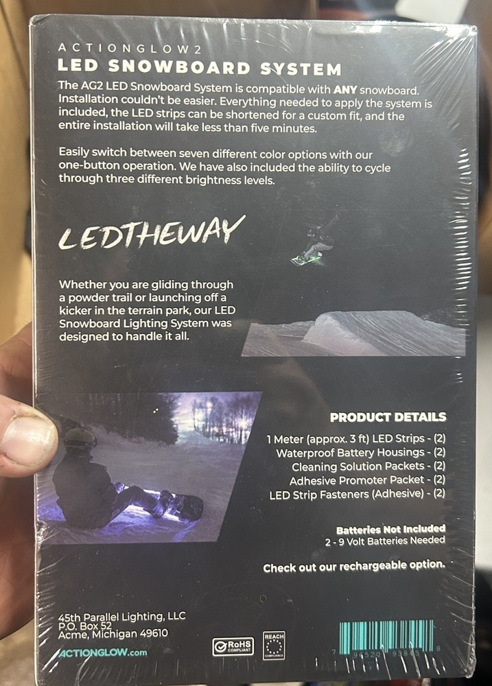 ActionGlow AG2 LED Snowboard Lighting System - 7 Color Modes & 100% Waterproof