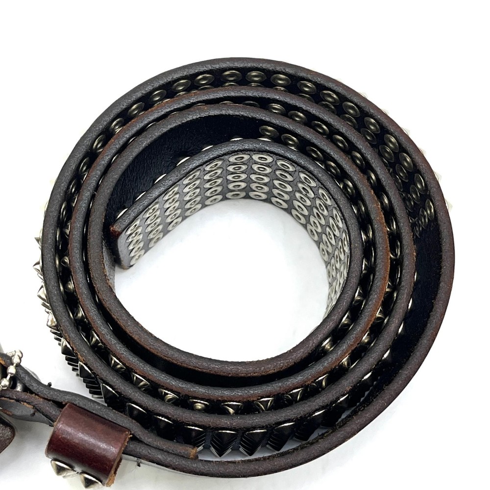 Htc 5 Row Pyramid Studs Belt Brown Size 36