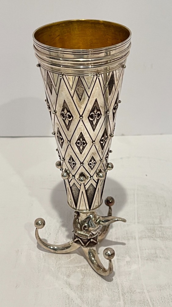 Mihail Chemiakin Pair Large Harlequin Sterling Silver Wine Goblets