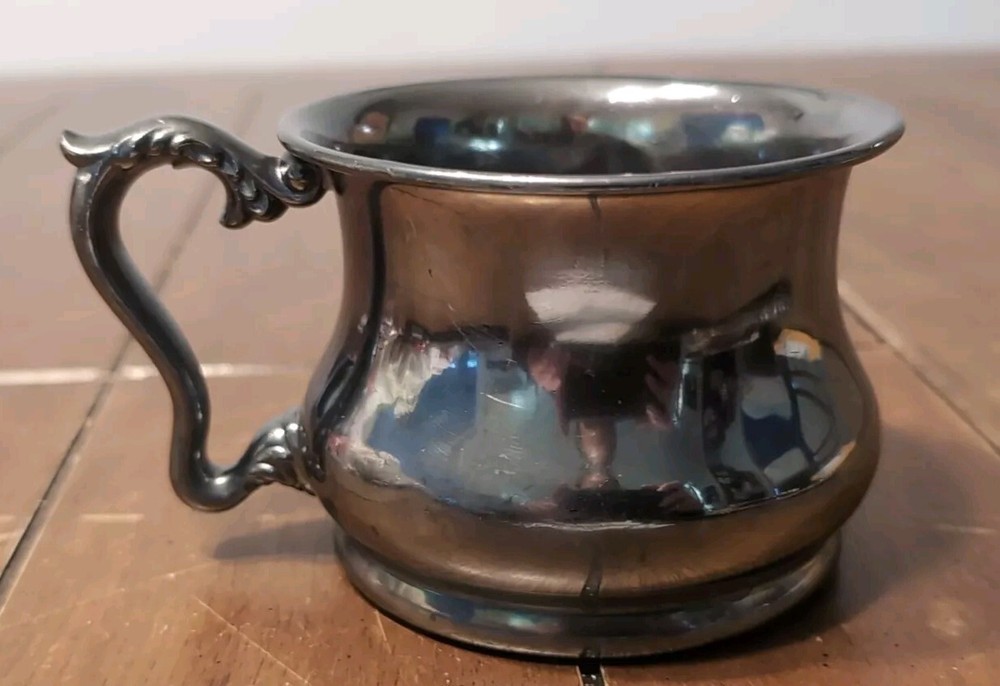 Antique Victor Silverplate Mug with Cherub
