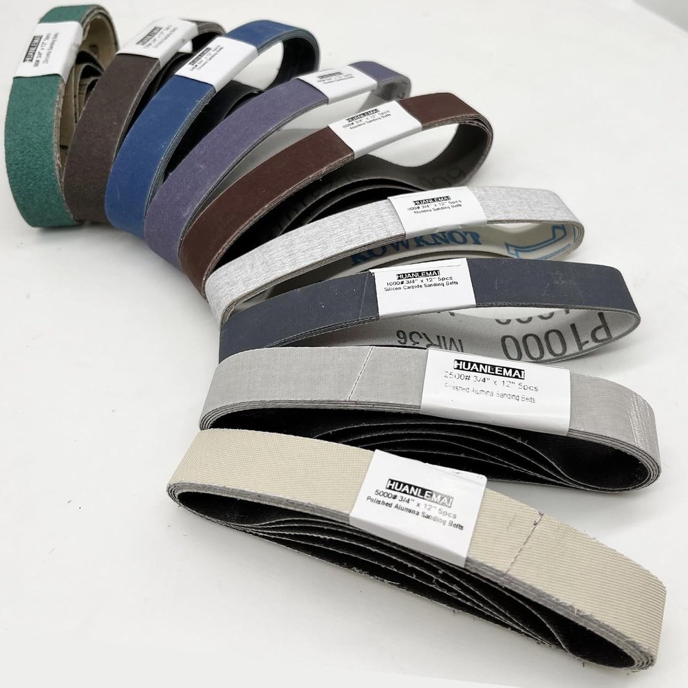 45 Pcs 3/4" x 12" Replacement Sanding Belt Kit for Work Sharp Knife & Tool