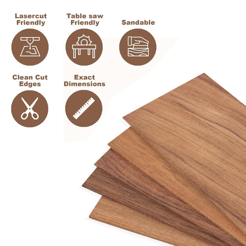 Teak Wood Veneer Sheets 1/8 Thick, 4x8 Solid Panel for Crafting
