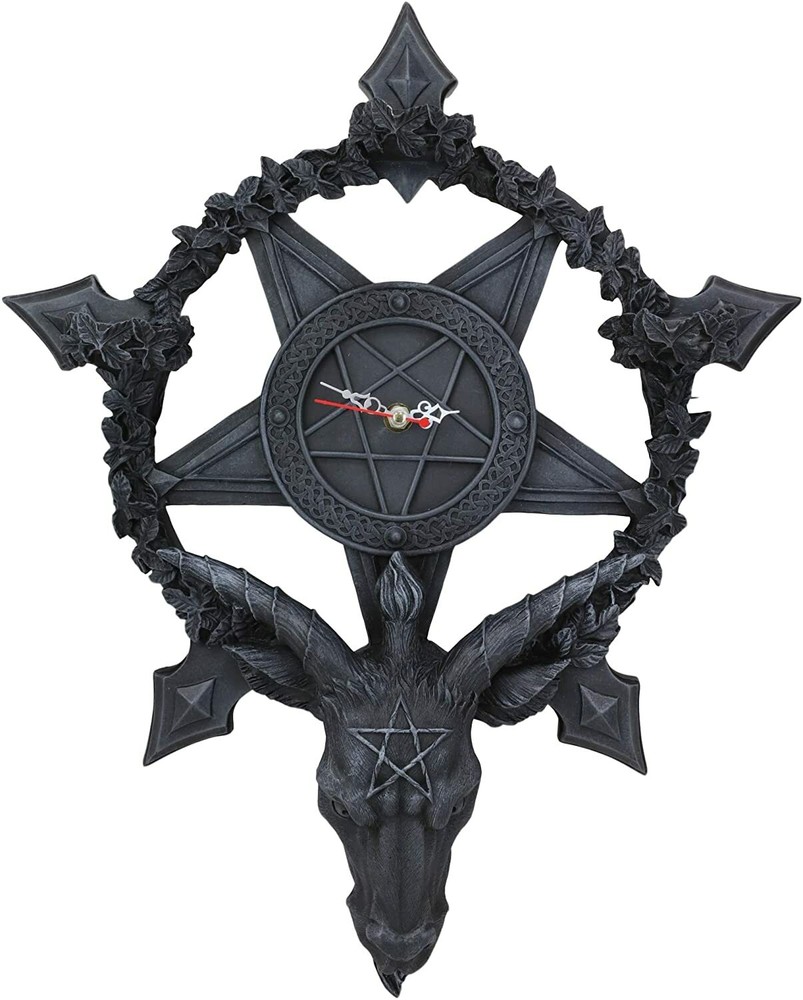 Samael Lilith Baphomet Hanging Wall Clock Candle Holder Decor Plaque 19" H
