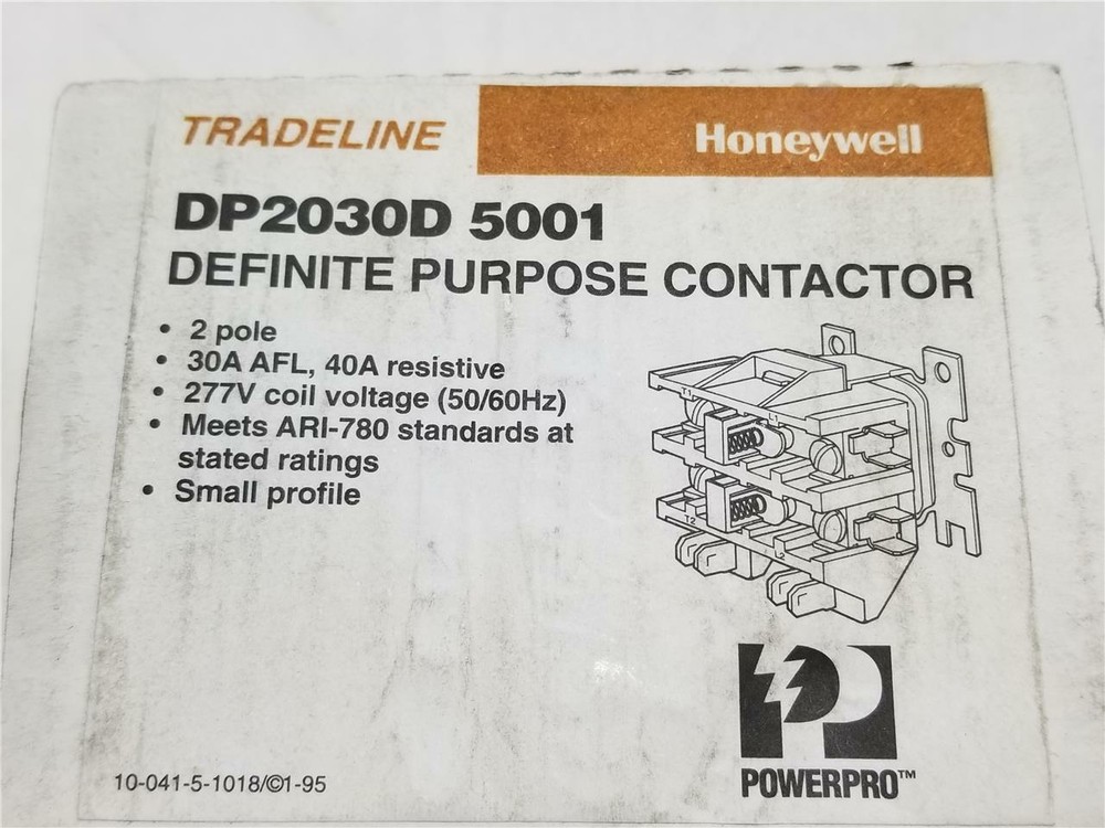 Honeywell Tradeline DP2030D 5001 Definite Purpose Contactor 2 Pole