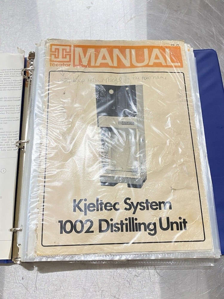 Tecator 1002 Distilling Unit Kjeltec System - Users Guide / Instruction Manual