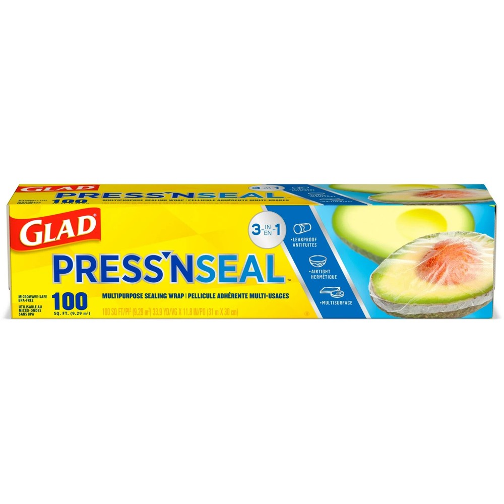 Glad Press'n Seal Plastic Food Wrap, 100 sq ft Roll