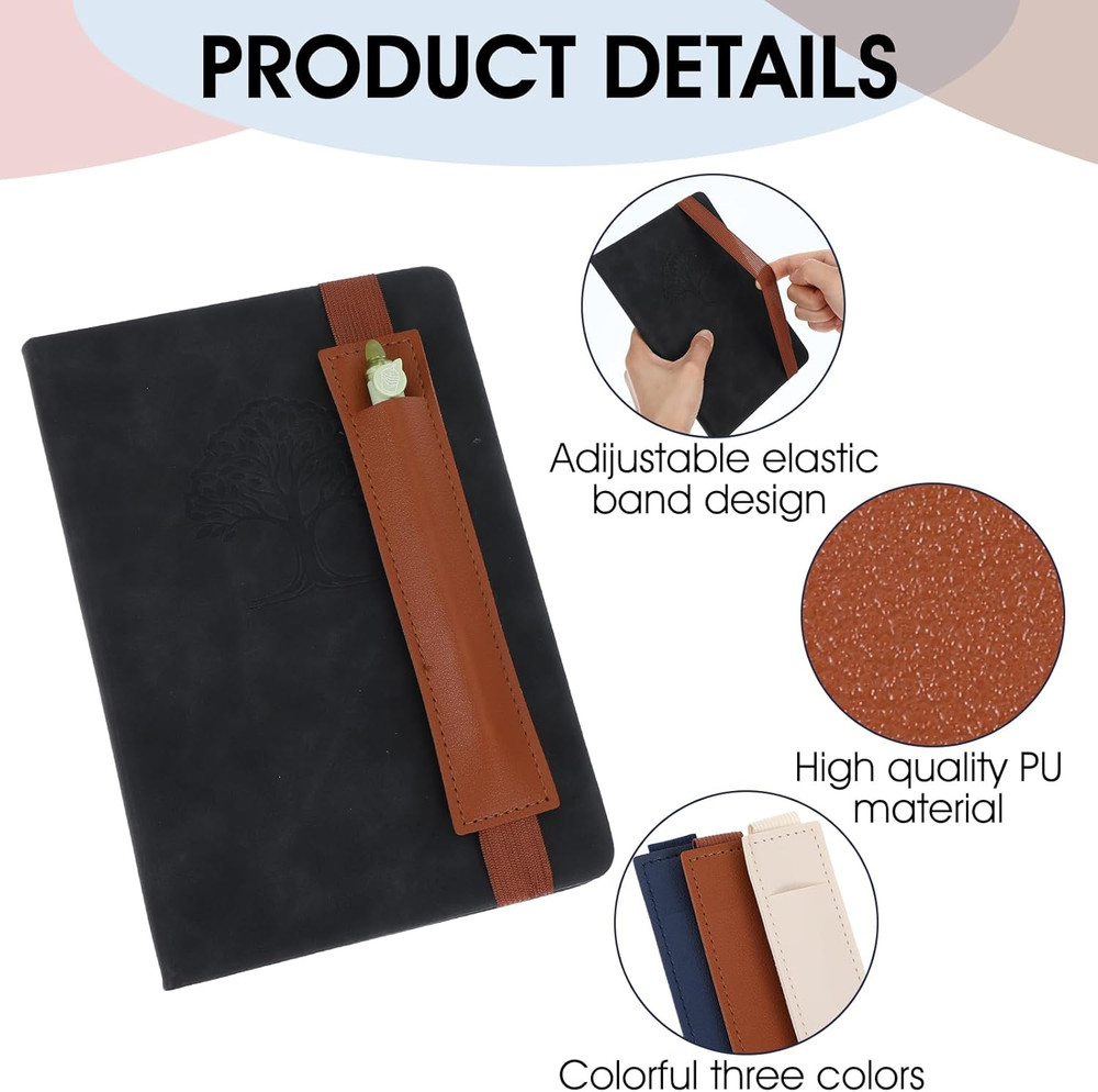 3 Pcs Elastic Notebook Pen Holder PU Leather Adjustable Pen Sleeve Set