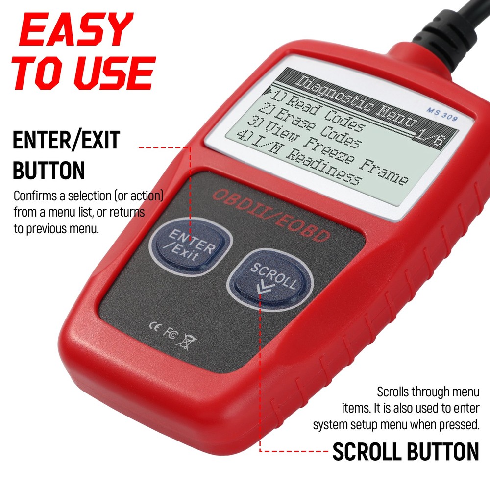 OBD2 Scanner Car Check Engine Fault Diagnostic Tool OBD Code Reader Automotive .