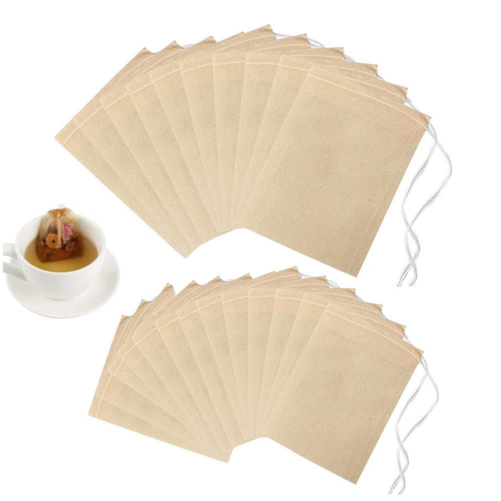 200 Pcs Disposable Tea Filter Bags Empty Drawstring Teabags for Loose Leaf Tea