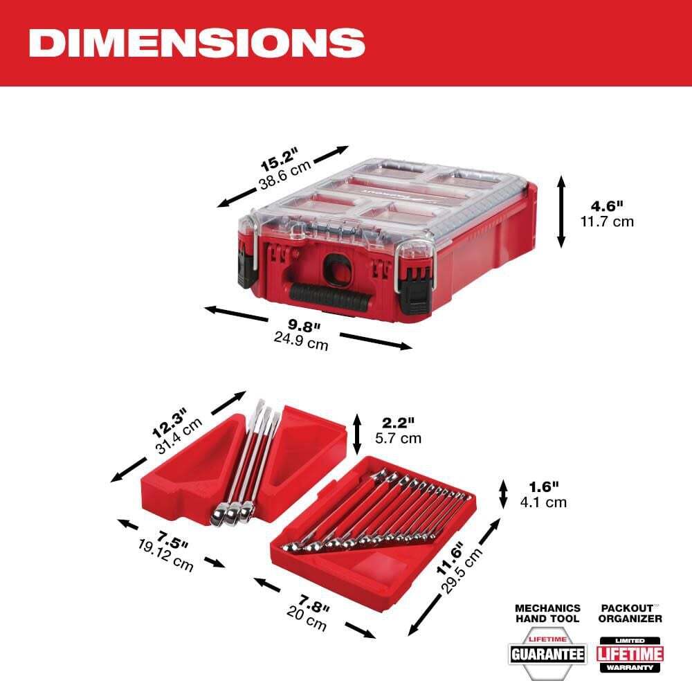 Milwaukee Sae Combination Wrench Set With Packout Compact Organizer 15 Piece