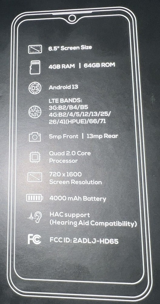 Vortex HD65 - Black (Unlocked) Smartphone