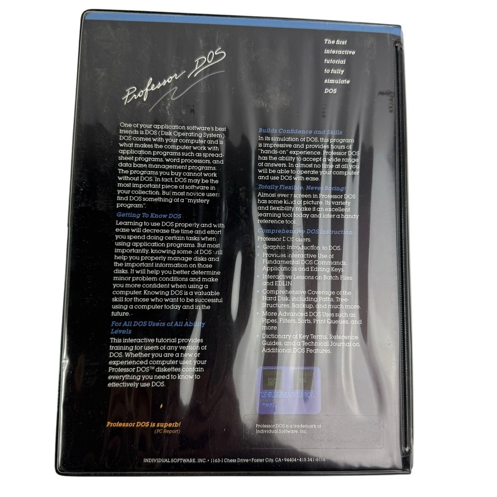 Individual Software Professor DOS Interactive Tutorial Simulation Vintage 1984