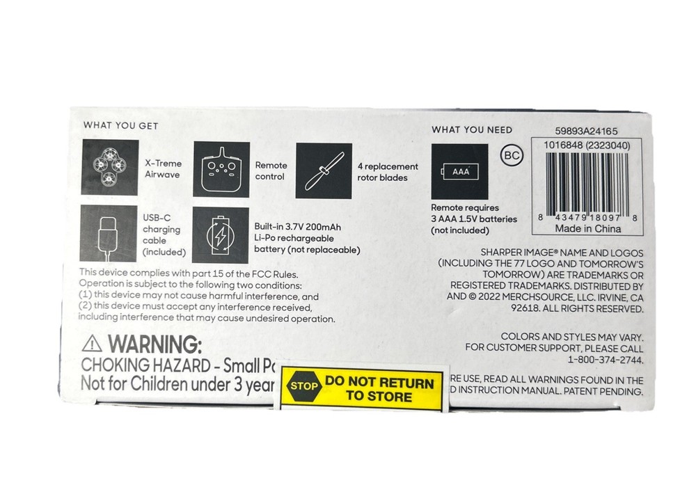 SHARPER IMAGE XTREME AIRWAVE HIGH-PERFORMANCE REMOTE CONTROL DRONE