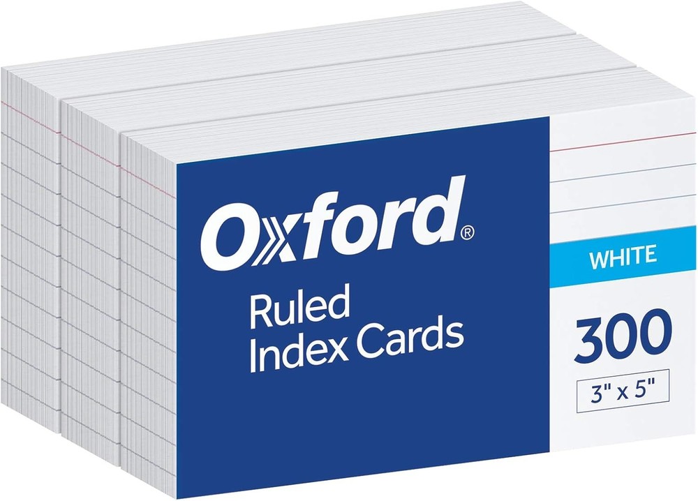 Ruled Index Cards 3x5 White Lined Flashcards 300 Pack