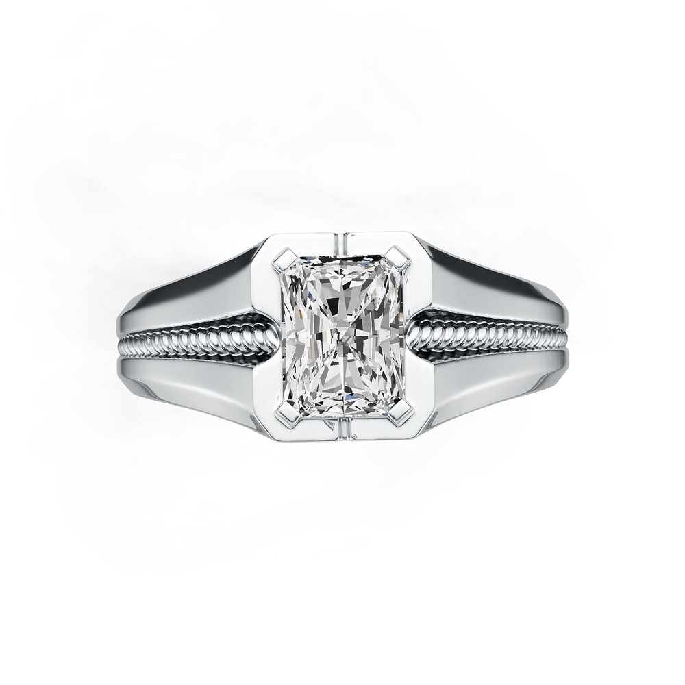 Sterling Silver Semi Mount Ring Setting Emerald OCT 8X6mm Men's Ring