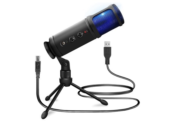 Pyle USB Plug & Play Computer Microphone, For Podcast Gaming & Streaming, Black