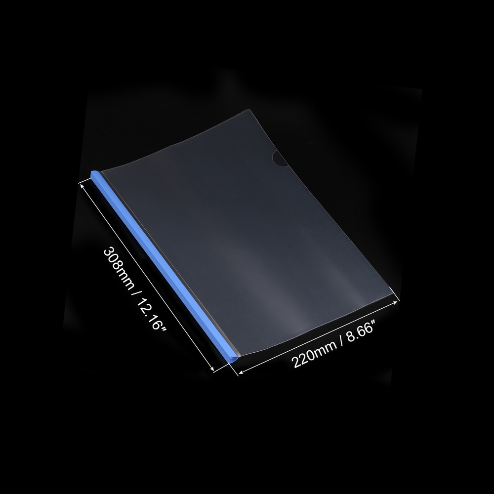 10Pcs Clear Report Covers with Sliding Bar, 10mm 75 Sheets Capacity Blue