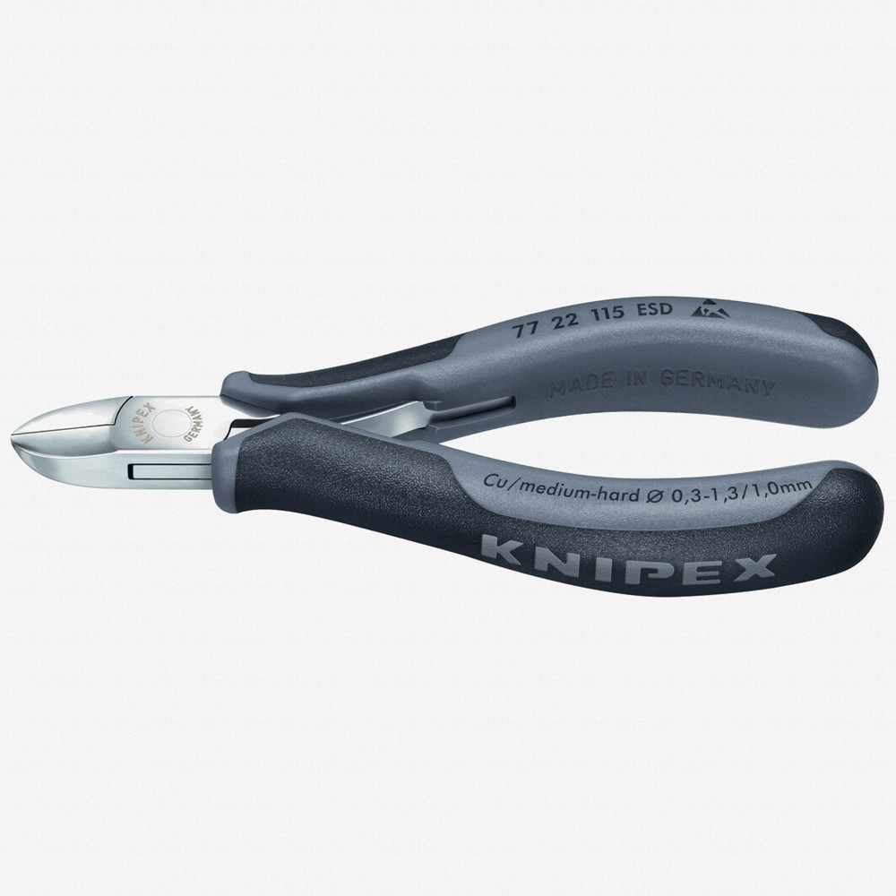 Knipex 4.5" ESD Electronics Diagonal Cutters Round Head - MultiGrip