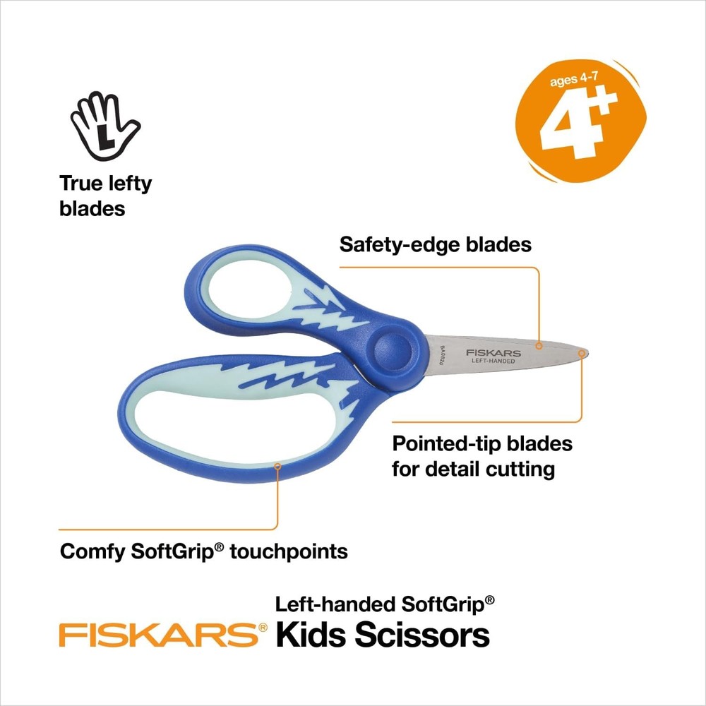 Fiskars Left Handed Kids Scissors 5 Inch