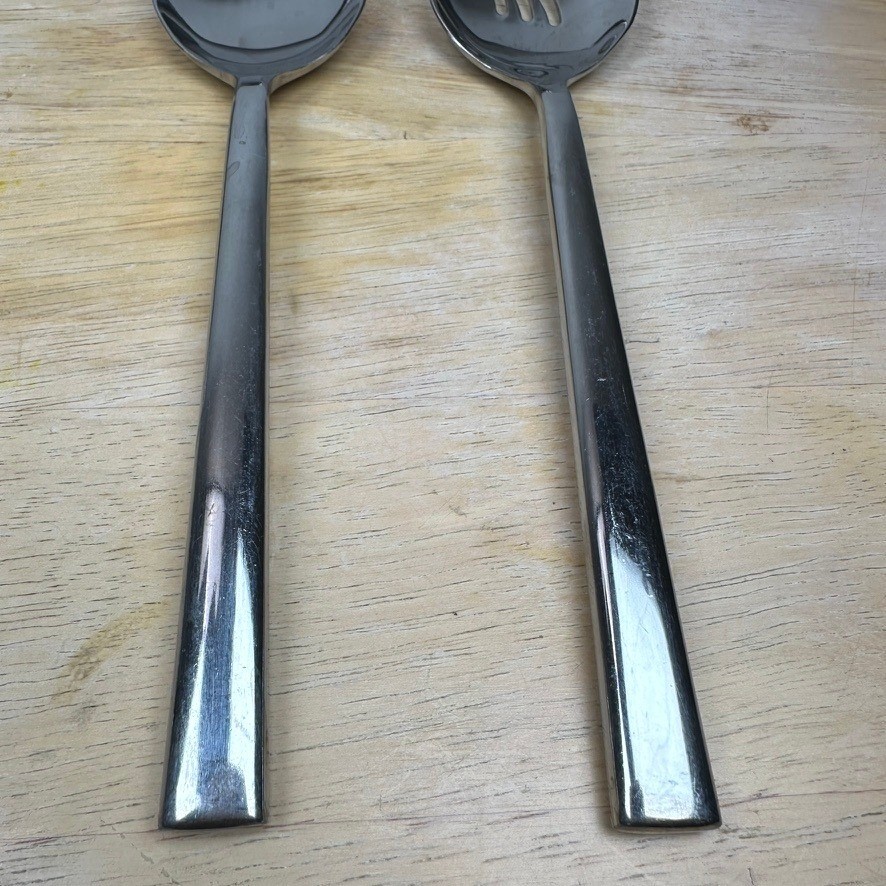 Oneida PORTER Serving Spoons 2pc Silver Stainless Steel Slotted & Solid Kitchen