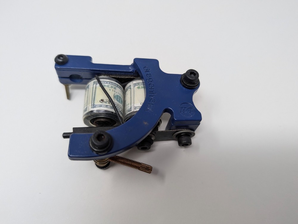 Dragonhawk DH Tattoo Machine Blue Custom 100 Bill Coils (L5)
