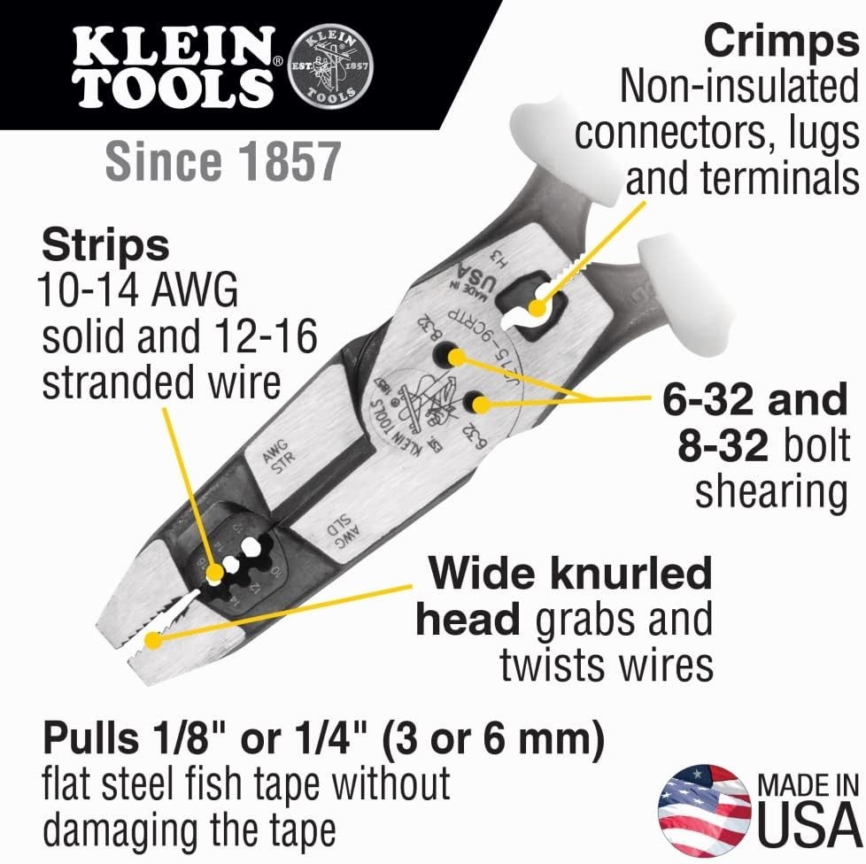 Efficient 9-Inch Pliers: High Leverage Cutting, Crimping & Wire Stripping Tool