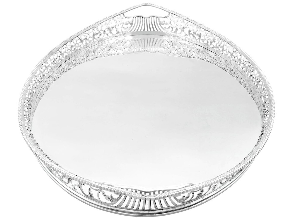 Antique Dutch Silver Gallery Tea Tray