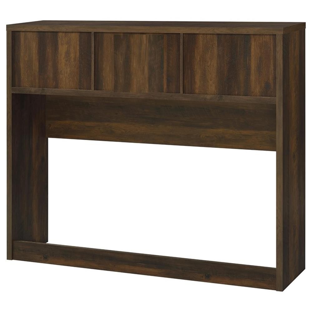 Pemberly Row Transitional 49" Wood Queen Bookcase Headboard in Dark Pine