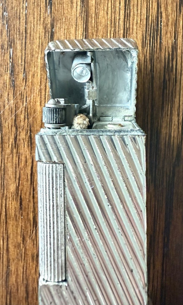 Rare Vintage Dunhill Rollalite Silver Plated Table Lighter With Original Box