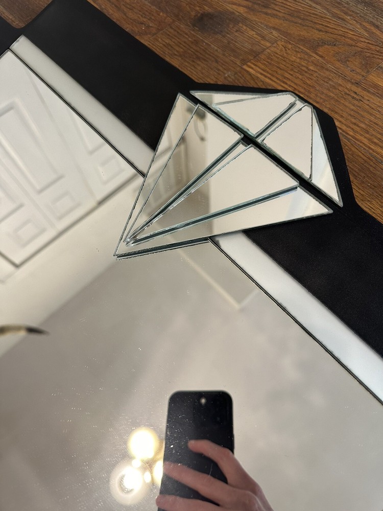 Vintage 80s Does Art Deco Mirror And Mirrored Shelf Set