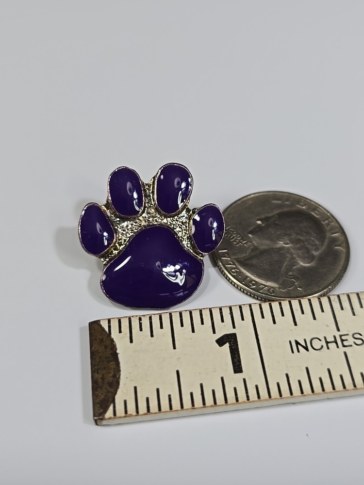 Purple Animal Paw Lapel Pin Silver Background