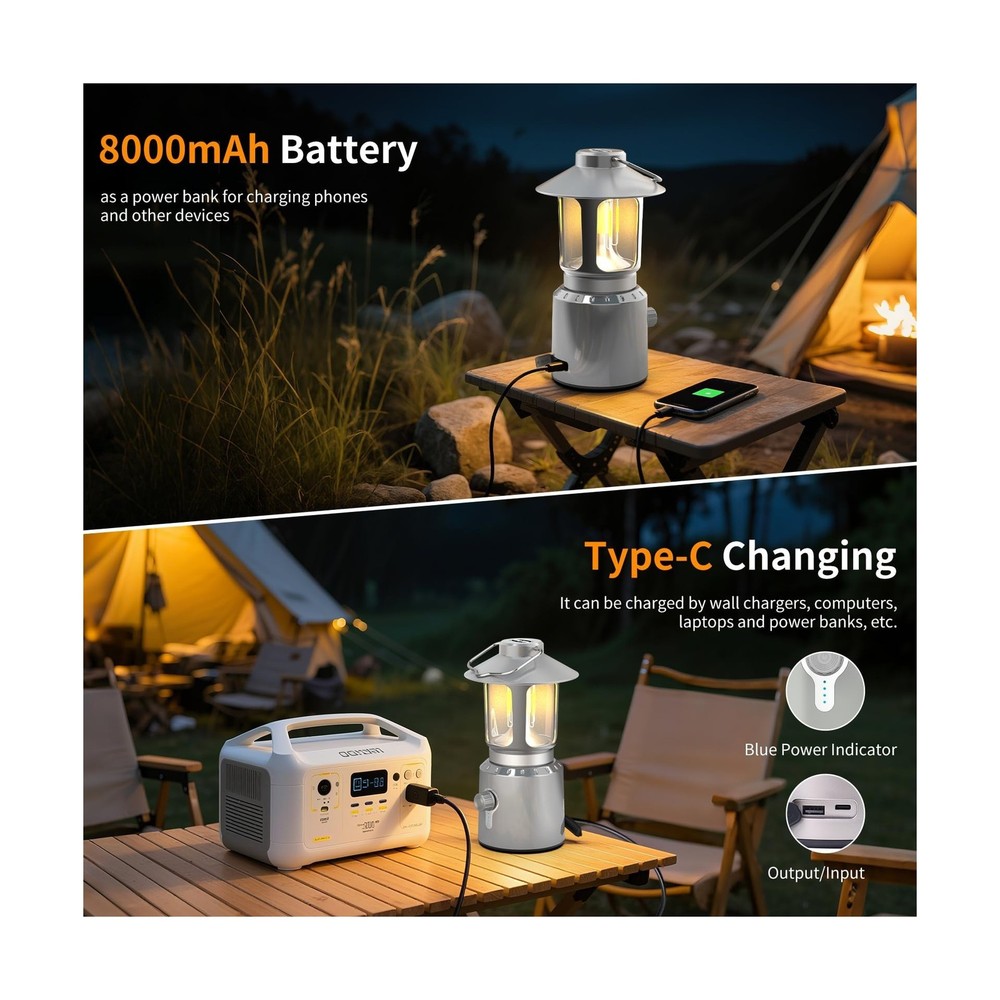 Rechargeable Camping Lantern 8000mAh, Telescoping Lighting Camping ... Fast Ship