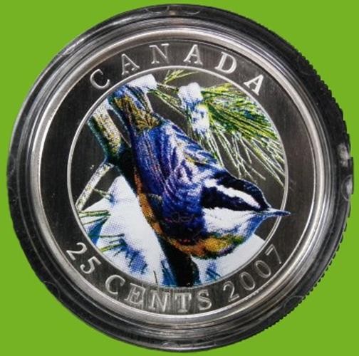 2007 25-Cent Canada Red-Breasted Nuthatch Coin