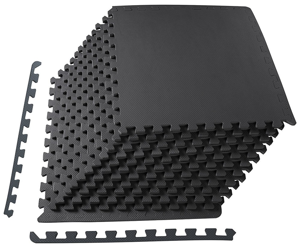 EVA Foam Exercise Mat Tiles, 12-Piece Set, 48 Sq Ft, 1/2" Thick, Interlocking