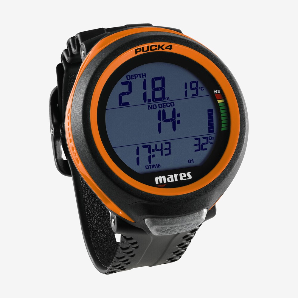 Mares Puck 4 Dive Computer Bluetooth Air Nitrox Easy-Read Display Black Orange