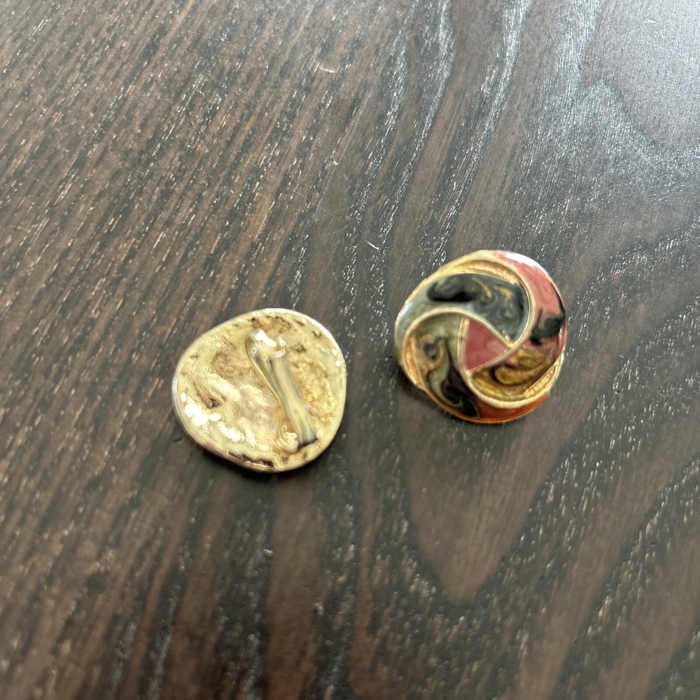 Clip On Spiral Marbled Earrings