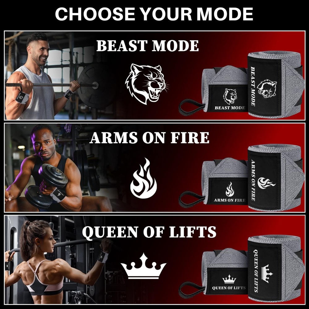 HeavyDuty Weightlifting Wrist Wraps with Thumb Loop for Powerlifting & Training
