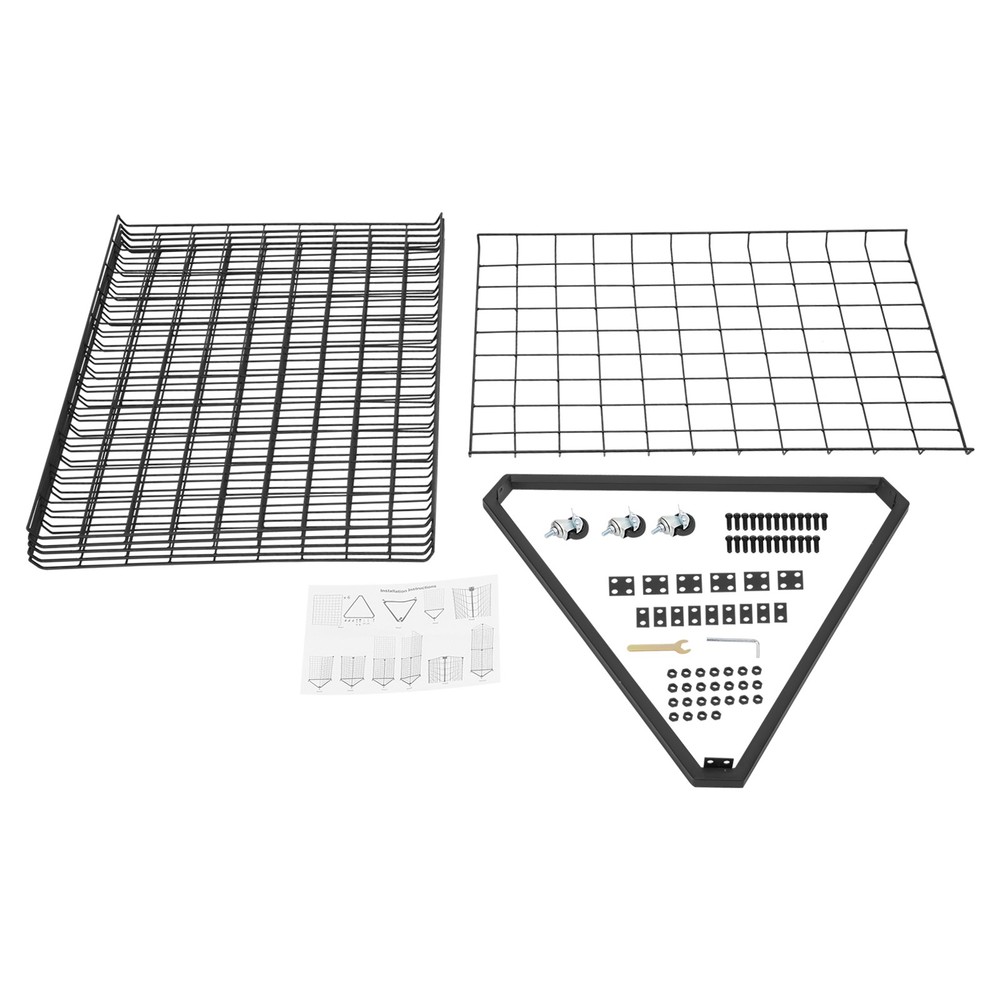 Wire Grid Panel Tower Triangle Display Stand Black Display Rack Corner Shelf