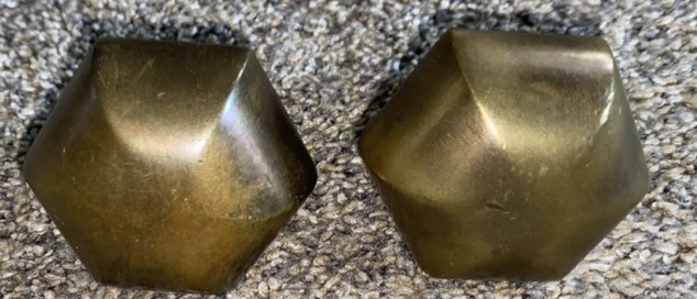 Pair of Antique Solid Brass Hexagon Door knobs