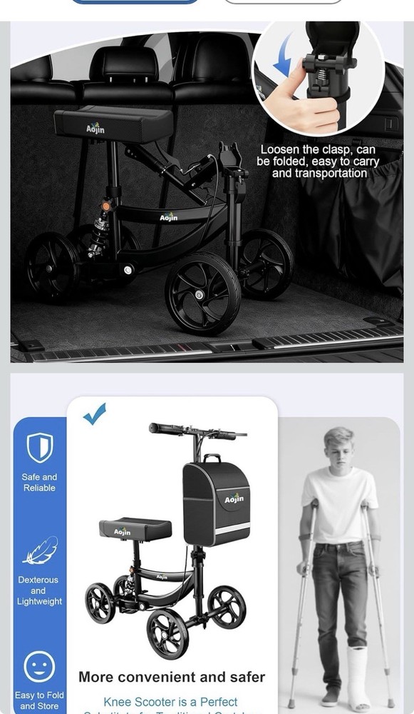 AOJIN Knee Walker Black Model WB-2201