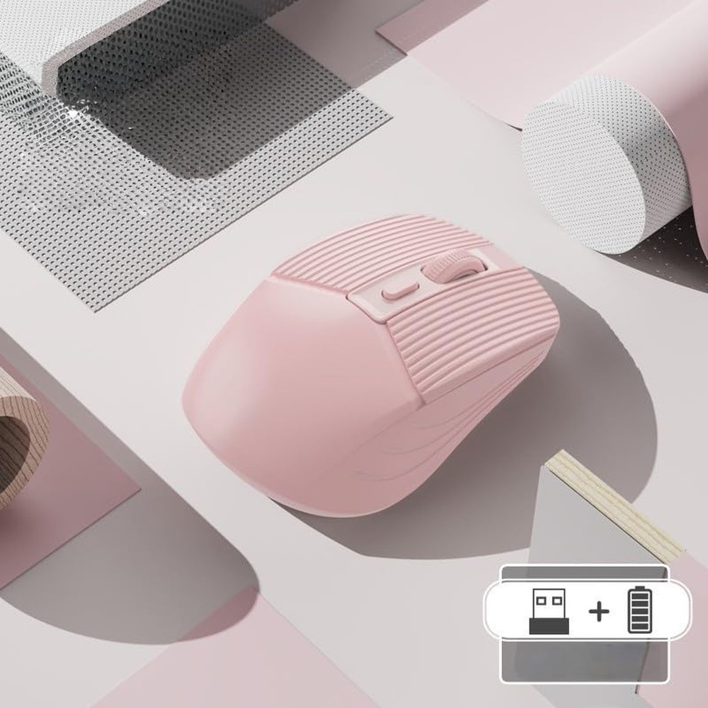 Ergonomic Bluetooth Mouse and Mouse Pad for Laptop, Pink