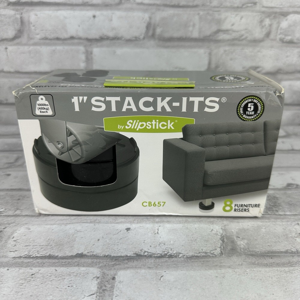 SlipStick StackIts Black Stackable Furniture Risers 8-Pack CB657 New Damaged Box