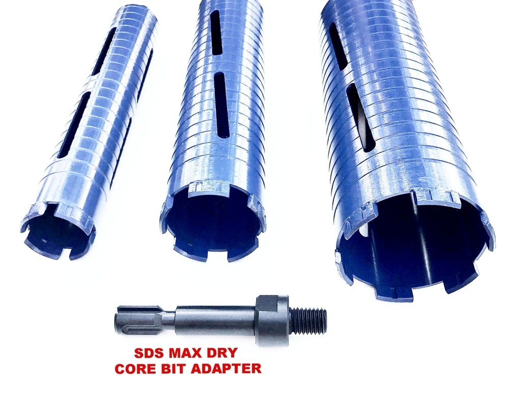 SDS MAX hammer drill dry core bit set 2'', 2.5'', 3'' with adapter