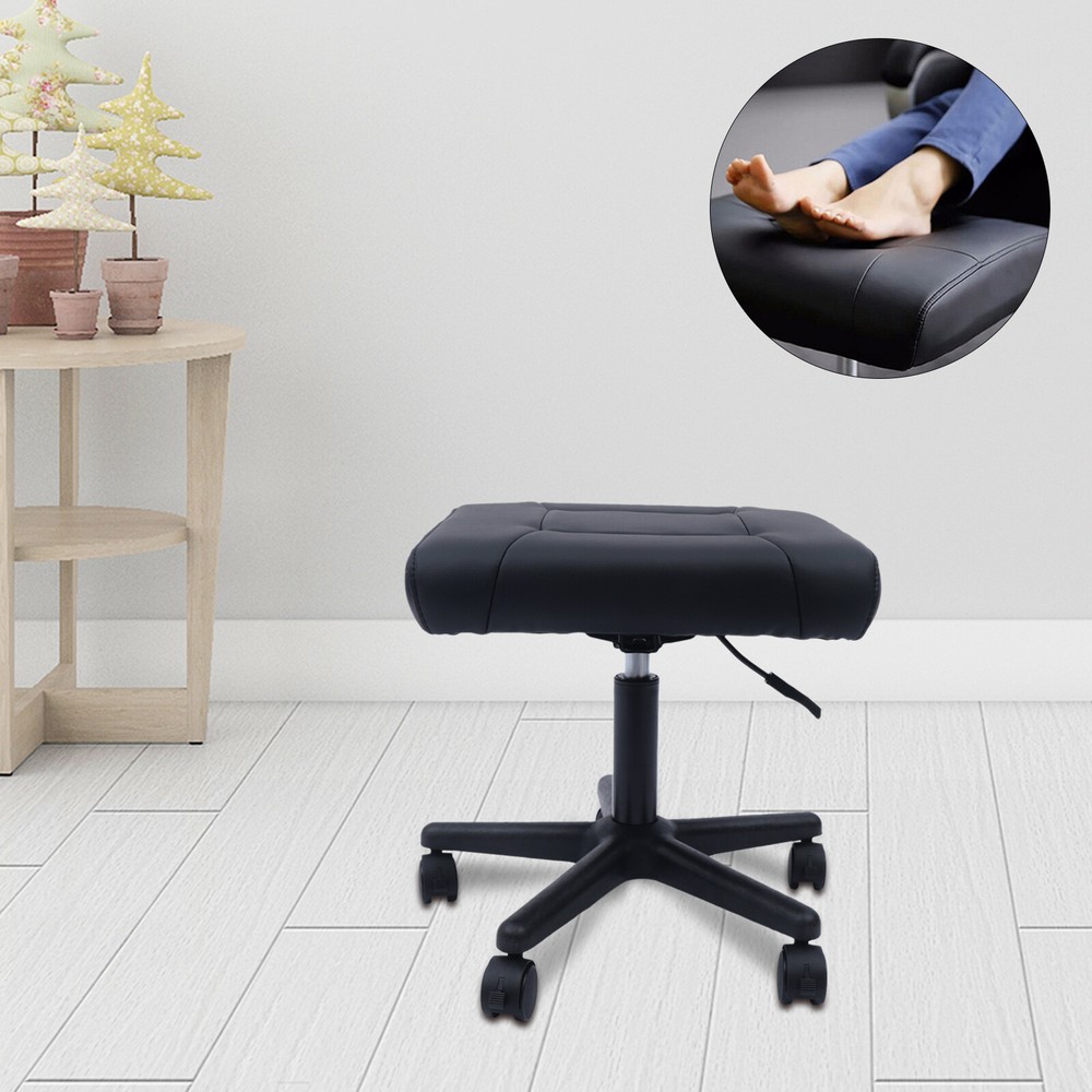15-20 Inch Footstool Wheels Adjustable Height Rolling Stool Foot Rest Stool