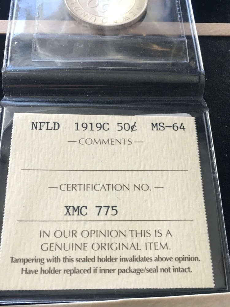 1919C Newfoundland, ¢50 Cent, ICCS Graded, **MS-64**